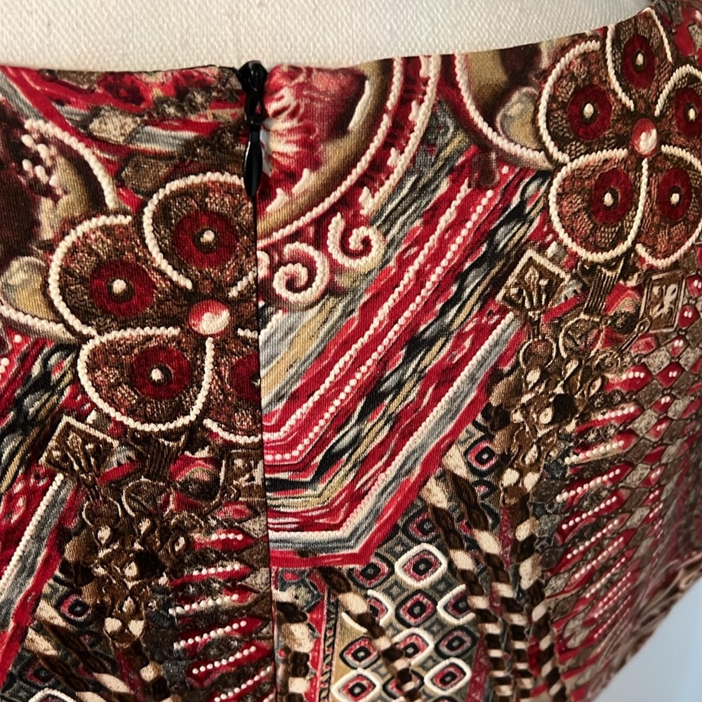 Dress size 12 Red/Grey/Cream/Tan/Brown sleeveless - Picture 4 of 7